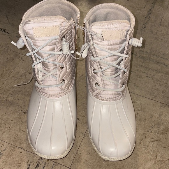 Sperry White Rain Boots with Rubber Sole - Picture 1 of 2